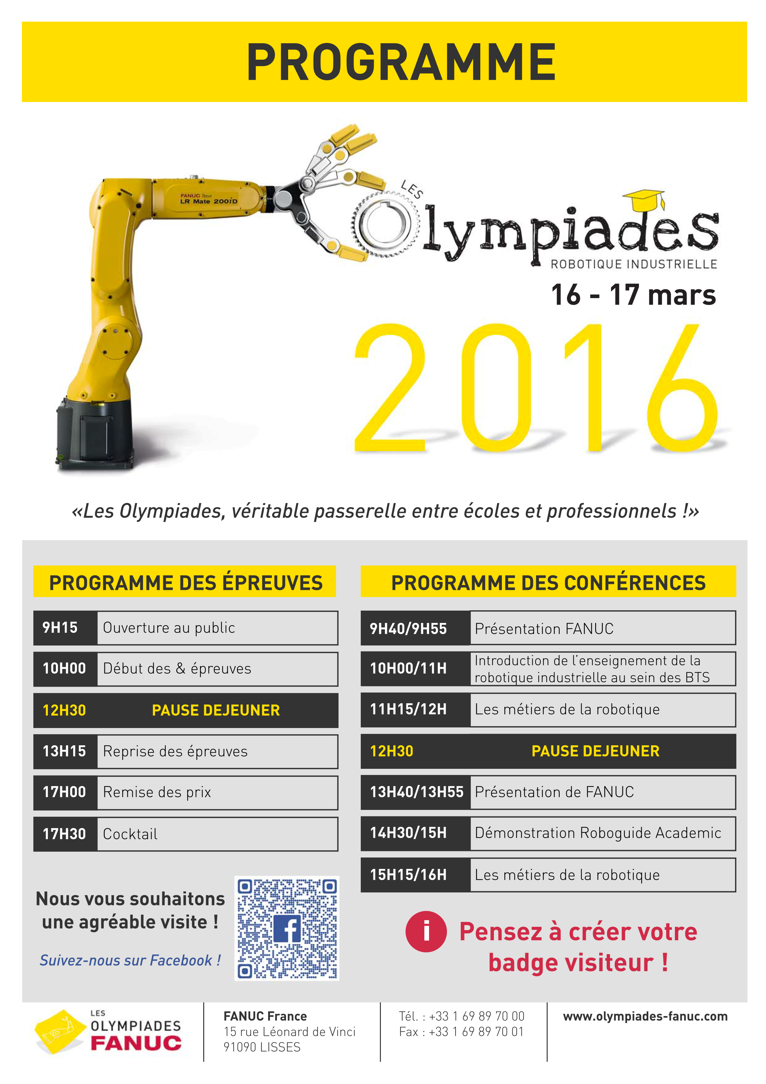 Olympiades FANUC 2016 - Le programme
